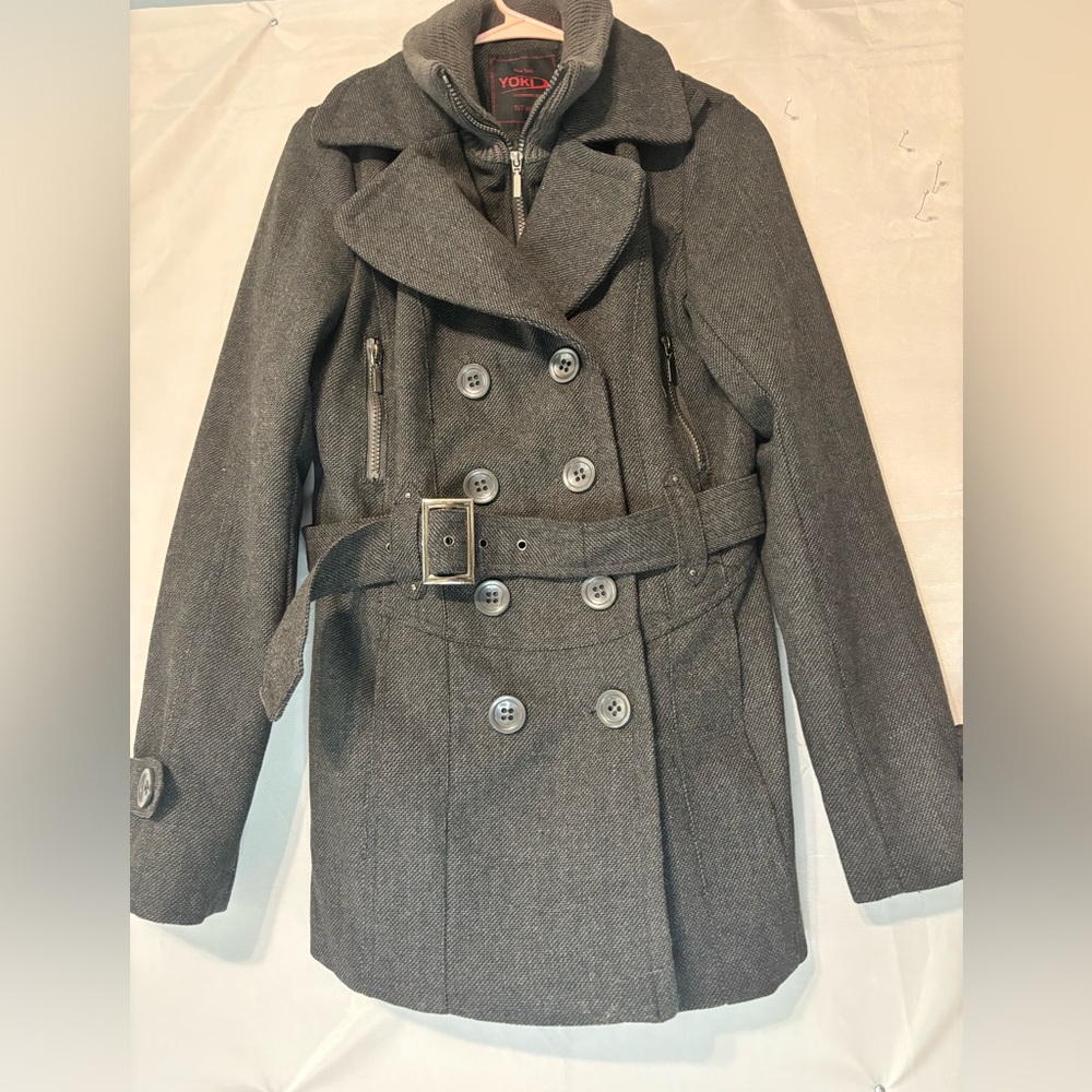 Yoki Outerwear Collection Women's Size Medium Gray Wool Blend Duffle Coat Jacket